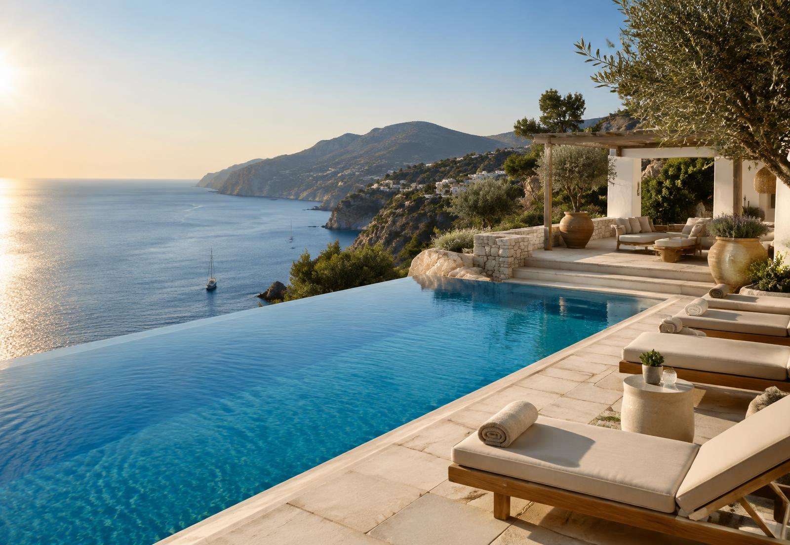 Mediterranean coastal resort with an infinity pool
